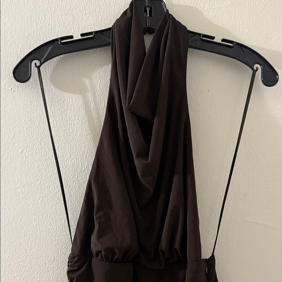 Zara Chocolate Brown Halter Maxi Dress - Picture 5 of 6